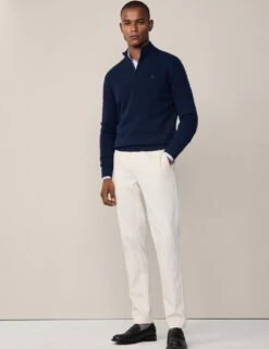 Hackett Pure Lambswool Textured Half Zip Jumper -Marksandspencer Sale Store pure lambswool textured half zip jumper 19