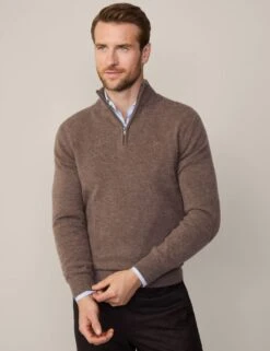 Hackett Pure Lambswool Textured Half Zip Jumper -Marksandspencer Sale Store pure lambswool textured half zip jumper 9