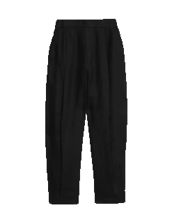 Pure Linen Carrot Leg Trousers -Marksandspencer Sale Store pure linen elasticated waist trousers