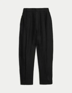Pure Linen Carrot Leg Trousers -Marksandspencer Sale Store pure linen elasticated waist trousers 4
