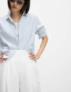 Pure Linen Carrot Leg Trousers -Marksandspencer Sale Store pure linen elasticated waist trousers 9