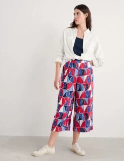 Pure Linen Geometric Wide Leg Culottes -Marksandspencer Sale Store pure linen geometric wide leg culottes 6