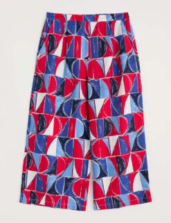 Pure Linen Geometric Wide Leg Culottes -Marksandspencer Sale Store pure linen geometric wide leg culottes 7