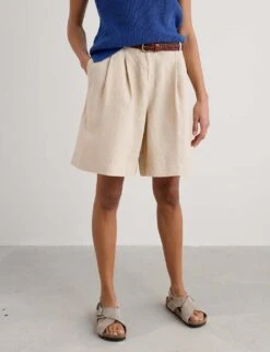 Pure Linen Pleat Front Shorts 23 Pure Linen Pleat Front Shorts -Marksandspencer Sale Store pure linen pleat front shorts 11
