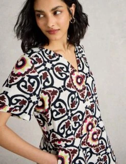 WHITE STUFF Pure Linen Printed Midi Shirt Dress 22 WHITE STUFF Pure Linen Printed Midi Shirt Dress -Marksandspencer Sale Store pure linen printed midi shirt dress 10