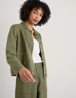 Pure Linen Relaxed Cropped Utility Jacket -Marksandspencer Sale Store pure linen relaxed cropped utility jacket 11