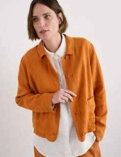 Pure Linen Relaxed Cropped Utility Jacket -Marksandspencer Sale Store pure linen relaxed cropped utility jacket 14