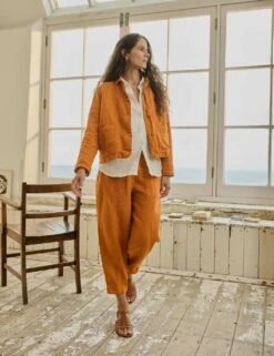 Pure Linen Relaxed Cropped Utility Jacket -Marksandspencer Sale Store pure linen relaxed cropped utility jacket 16