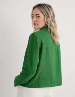 Pure Linen Relaxed Cropped Utility Jacket -Marksandspencer Sale Store pure linen relaxed cropped utility jacket 17