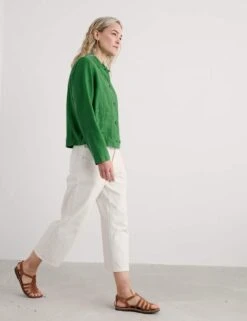Pure Linen Relaxed Cropped Utility Jacket -Marksandspencer Sale Store pure linen relaxed cropped utility jacket 18