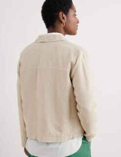Pure Linen Relaxed Cropped Utility Jacket -Marksandspencer Sale Store pure linen relaxed cropped utility jacket 5
