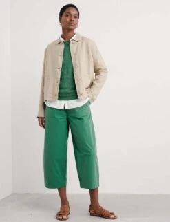 Pure Linen Relaxed Cropped Utility Jacket -Marksandspencer Sale Store pure linen relaxed cropped utility jacket 7