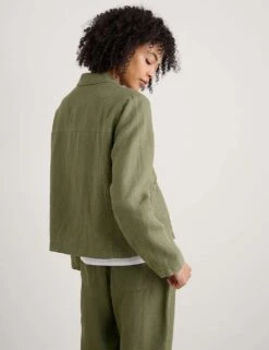 Pure Linen Relaxed Cropped Utility Jacket -Marksandspencer Sale Store pure linen relaxed cropped utility jacket 8