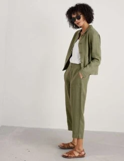 Pure Linen Relaxed Cropped Utility Jacket -Marksandspencer Sale Store pure linen relaxed cropped utility jacket 9