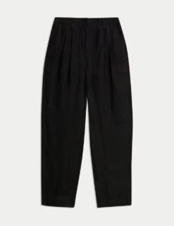 Pure Linen Tapered Trousers -Marksandspencer Sale Store pure linen tapered trousers 10