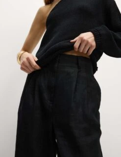 Pure Linen Tapered Trousers -Marksandspencer Sale Store pure linen tapered trousers 11