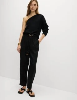 Pure Linen Tapered Trousers -Marksandspencer Sale Store pure linen tapered trousers 13