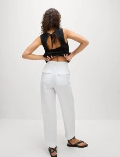 Pure Linen Tapered Trousers -Marksandspencer Sale Store pure linen tapered trousers 16