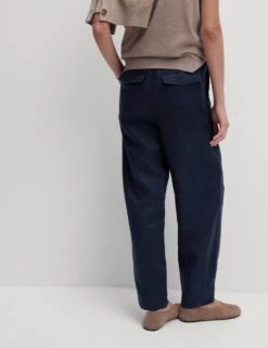 Pure Linen Tapered Trousers -Marksandspencer Sale Store pure linen tapered trousers 8