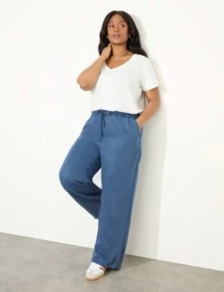 Pure Lyocell Drawstring Wide Leg Trousers 27 Pure Lyocell Drawstring Wide Leg Trousers -Marksandspencer Sale Store pure lyocell drawstring wide leg trousers 11