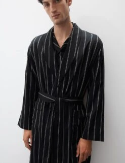 Pure Lyocell Striped Dressing Gown -Marksandspencer Sale Store pure lyocell striped dressing gown 11