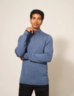 WHITE STUFF Pure Merino Wool Funnel Neck Half Zip Jumper -Marksandspencer Sale Store pure merino wool funnel neck half zip jumper 10