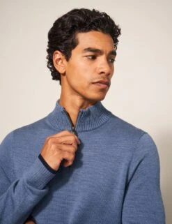 WHITE STUFF Pure Merino Wool Funnel Neck Half Zip Jumper -Marksandspencer Sale Store pure merino wool funnel neck half zip jumper 7