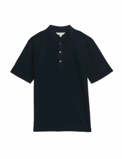Pure Supima® Cotton Textured Polo Shirt -Marksandspencer Sale Store pure supima cotton textured polo shirt 1