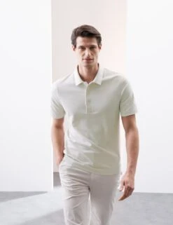 Pure Supima® Cotton Textured Polo Shirt -Marksandspencer Sale Store pure supima cotton textured polo shirt 11