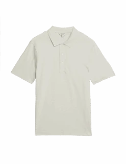 Pure Supima® Cotton Textured Polo Shirt -Marksandspencer Sale Store pure supima cotton textured polo shirt
