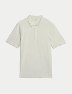 Pure Supima® Cotton Textured Polo Shirt -Marksandspencer Sale Store pure supima cotton textured polo shirt 6