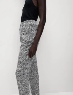 Pure Twill Printed High Waisted Tapered Trousers -Marksandspencer Sale Store pure twill printed high waisted tapered trousers 14