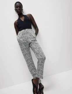 Pure Twill Printed High Waisted Tapered Trousers -Marksandspencer Sale Store pure twill printed high waisted tapered trousers 15