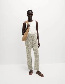 Pure Twill Printed High Waisted Tapered Trousers -Marksandspencer Sale Store pure twill printed high waisted tapered trousers 8