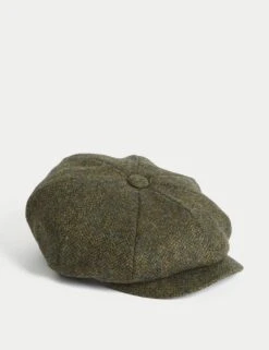 Pure Wool Herringbone Baker Boy Hat -Marksandspencer Sale Store pure wool herringbone baker boy hat 2