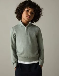 Reiss Pure Wool Knitted Half Zip Jumper (3-14 Yrs) 35 Reiss Pure Wool Knitted Half Zip Jumper (3-14 Yrs) -Marksandspencer Sale Store pure wool knitted half zip jumper 3 14 yrs 1 15