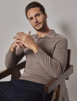 Pure Wool Long Sleeve Polo Shirt -Marksandspencer Sale Store pure wool long sleeve polo shirt 2