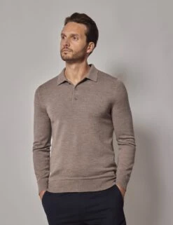 Pure Wool Long Sleeve Polo Shirt -Marksandspencer Sale Store pure wool long sleeve polo shirt 3