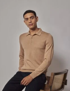 Pure Wool Long Sleeve Polo Shirt -Marksandspencer Sale Store pure wool long sleeve polo shirt 4