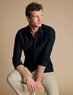 QT Slim Fit Pure Linen Shirt -Marksandspencer Sale Store qt slim fit pure linen shirt 12