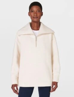 Sweaty Betty Radiant Ribbed Collared Half Zip Sweatshirt -Marksandspencer Sale Store radiant ribbed collared half zip sweatshirt 10