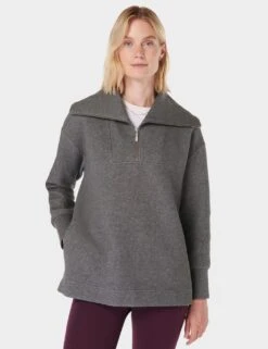 Sweaty Betty Radiant Ribbed Collared Half Zip Sweatshirt -Marksandspencer Sale Store radiant ribbed collared half zip sweatshirt 16