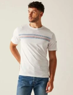 Regatta Ravia Pure Cotton Chest Stripe T-Shirt -Marksandspencer Sale Store ravia pure cotton chest stripe t shirt 15