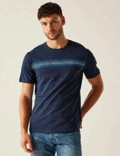 Regatta Ravia Pure Cotton Chest Stripe T-Shirt -Marksandspencer Sale Store ravia pure cotton chest stripe t shirt 7
