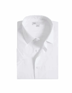 Regular Fit Cotton Blend Short Sleeve Shirt -Marksandspencer Sale Store regular fit cotton blend short sleeve shirt