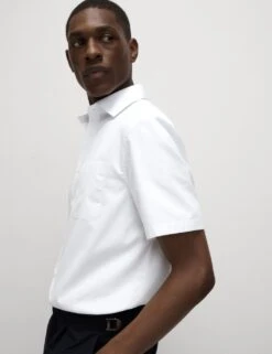 Regular Fit Cotton Blend Short Sleeve Shirt -Marksandspencer Sale Store regular fit cotton blend short sleeve shirt 5