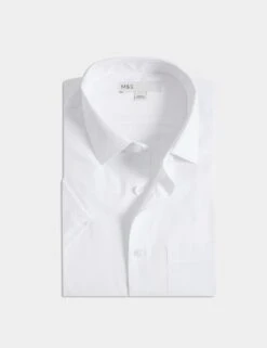 Regular Fit Cotton Blend Short Sleeve Shirt -Marksandspencer Sale Store regular fit cotton blend short sleeve shirt 9