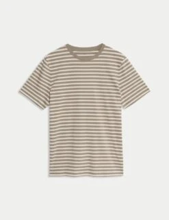Regular Fit Crew Neck Striped T-Shirt 35 Regular Fit Crew Neck Striped T-Shirt -Marksandspencer Sale Store regular fit crew neck striped t shirt 13