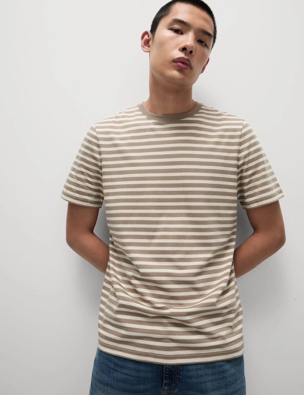 Regular Fit Crew Neck Striped T-Shirt 19 Regular Fit Crew Neck Striped T-Shirt - Image 19
