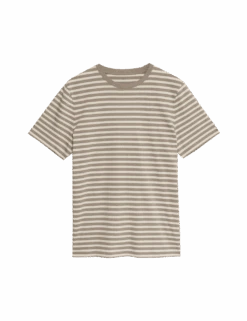 Regular Fit Crew Neck Striped T-Shirt 37 Regular Fit Crew Neck Striped T-Shirt -Marksandspencer Sale Store regular fit crew neck striped t shirt 2